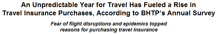An Unpredictable Year for Travel Has Fueled a Rise in Travel Insurance Purchases, According to BHTP's Annual Survey