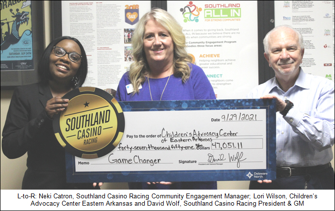 Southland Casino Racing Raised $47,051 for the Childrens Advocacy Center of Eastern Arkansas