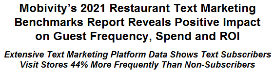 Mobivitys 2021 Restaurant Text Marketing Benchmarks Report Reveals Positive Impact on Guest Frequency, Spend and ROI
