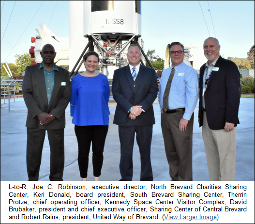 Kennedy Space Center Visitor Complex and its Operator Delaware North Donate $10,000 to Brevard County Sharing Centers Through United Way of Brevard