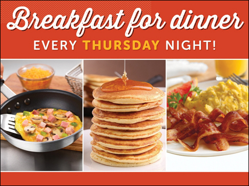 Ryan's, Hometown Buffet and Old Country Buffet Serve Dinner Sunny Side Up with Breakfast Favorites on Thursday Nights