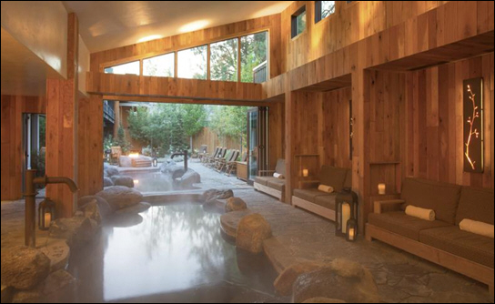 The Cove, an authentic McCall spa, offers indoor immersion pools where guests can escape the elements and relax in a calming environment.